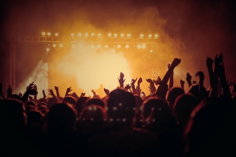An audience enjoying a live evening performance