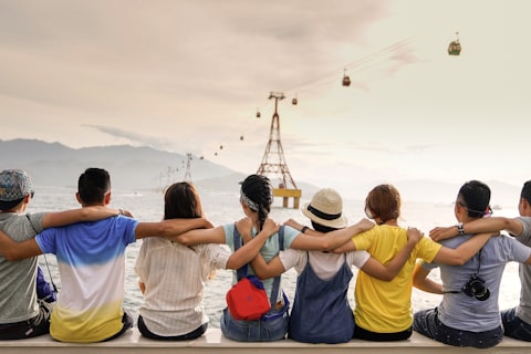 Friends spending time together at an outdoor city gathering